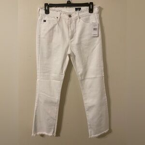 New‎ NWT Adriano Goldschmied Raw Hem White High Rise Jodi Crop Size 27